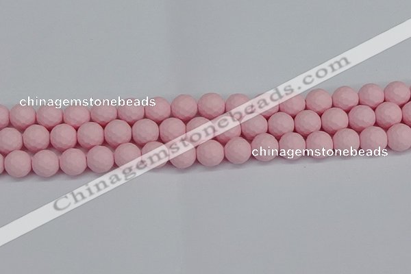 CSB1842 15.5 inches 8mm faceetd round matte shell pearl beads