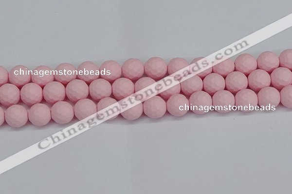 CSB1844 15.5 inches 12mm faceetd round matte shell pearl beads