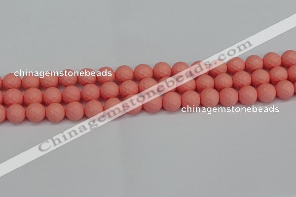 CSB1852 15.5 inches 8mm faceetd round matte shell pearl beads