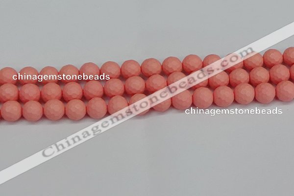 CSB1853 15.5 inches 10mm faceetd round matte shell pearl beads