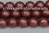 CSB1861 15.5 inches 6mm faceetd round matte shell pearl beads