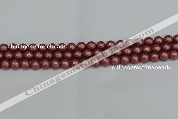 CSB1861 15.5 inches 6mm faceetd round matte shell pearl beads