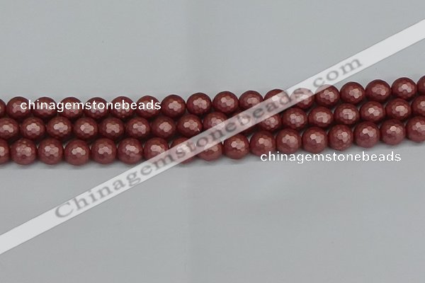 CSB1862 15.5 inches 8mm faceetd round matte shell pearl beads