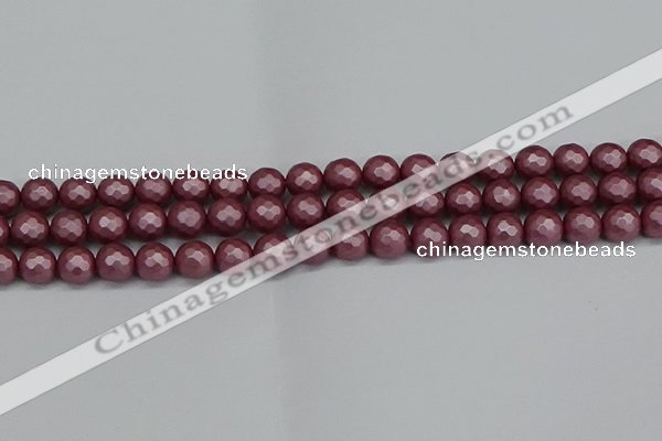 CSB1871 15.5 inches 6mm faceetd round matte shell pearl beads