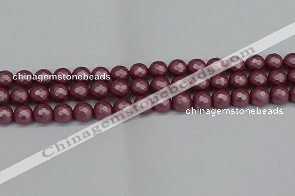 CSB1873 15.5 inches 10mm faceetd round matte shell pearl beads