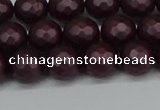 CSB1881 15.5 inches 6mm faceted round matte shell pearl beads