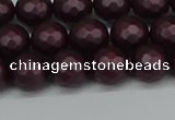 CSB1881 15.5 inches 6mm faceted round matte shell pearl beads