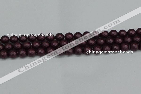 CSB1882 15.5 inches 8mm faceted round matte shell pearl beads