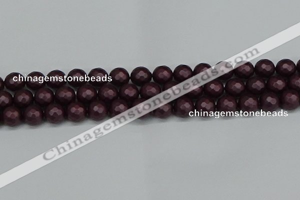 CSB1883 15.5 inches 10mm faceted round matte shell pearl beads