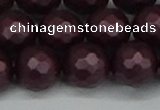 CSB1885 15.5 inches 14mm faceted round matte shell pearl beads