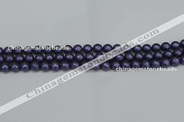 CSB1891 15.5 inches 6mm faceted round matte shell pearl beads