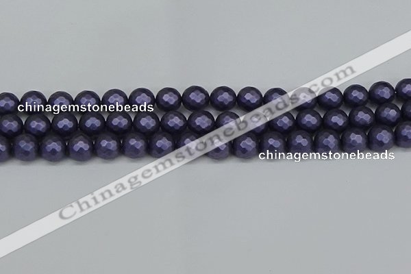 CSB1893 15.5 inches 10mm faceted round matte shell pearl beads