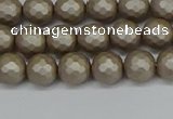 CSB1901 15.5 inches 6mm faceted round matte shell pearl beads