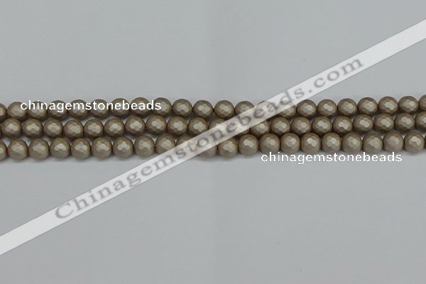 CSB1901 15.5 inches 6mm faceted round matte shell pearl beads