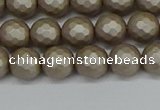 CSB1902 15.5 inches 8mm faceted round matte shell pearl beads