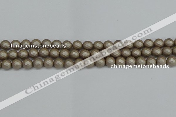 CSB1903 15.5 inches 10mm faceted round matte shell pearl beads