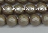 CSB1904 15.5 inches 12mm faceted round matte shell pearl beads