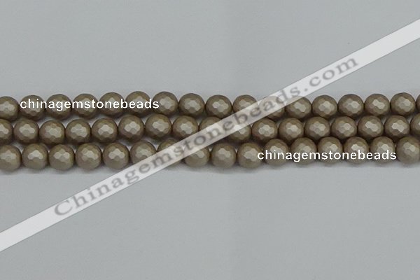 CSB1904 15.5 inches 12mm faceted round matte shell pearl beads