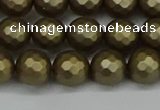 CSB1912 15.5 inches 8mm faceted round matte shell pearl beads