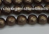 CSB1922 15.5 inches 8mm faceted round matte shell pearl beads