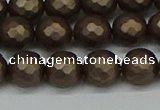 CSB1923 15.5 inches 10mm faceted round matte shell pearl beads