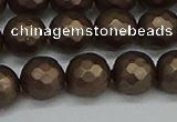 CSB1924 15.5 inches 12mm faceted round matte shell pearl beads