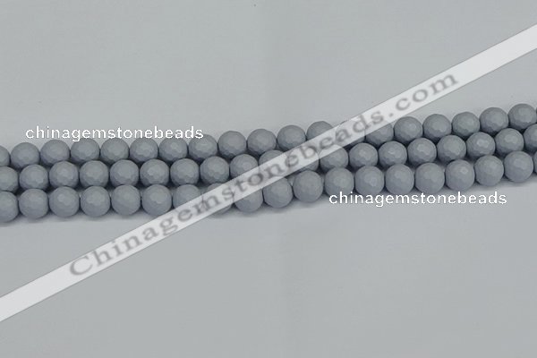 CSB1932 15.5 inches 8mm faceted round matte shell pearl beads