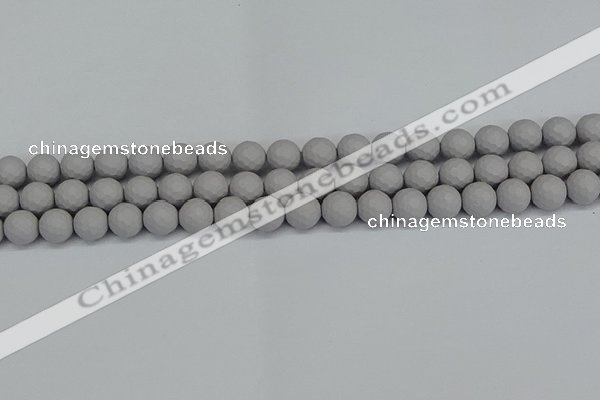 CSB1942 15.5 inches 8mm faceted round matte shell pearl beads