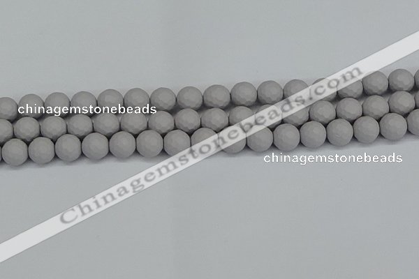 CSB1943 15.5 inches 10mm faceted round matte shell pearl beads