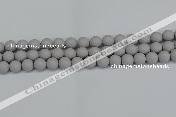 CSB1944 15.5 inches 12mm faceted round matte shell pearl beads