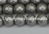 CSB1953 15.5 inches 10mm faceted round matte shell pearl beads