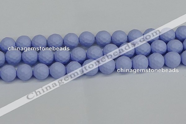 CSB1965 15.5 inches 14mm faceted round matte shell pearl beads