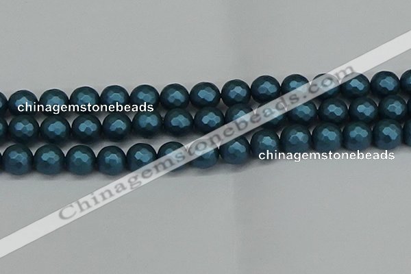 CSB1984 15.5 inches 12mm faceted round matte shell pearl beads