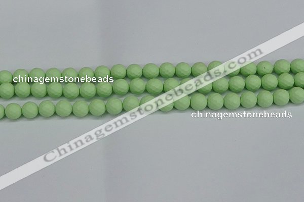 CSB1991 15.5 inches 6mm faceted round matte shell pearl beads