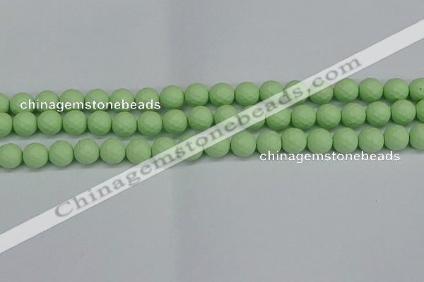 CSB1992 15.5 inches 8mm faceted round matte shell pearl beads