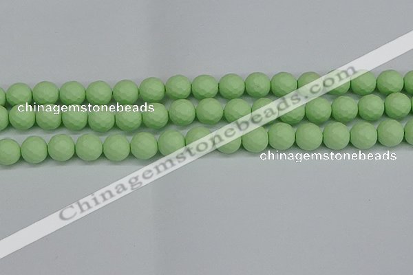 CSB1993 15.5 inches 10mm faceted round matte shell pearl beads