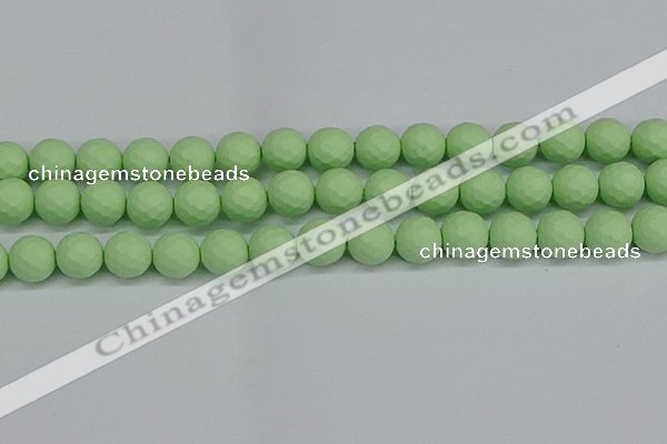 CSB1994 15.5 inches 12mm faceted round matte shell pearl beads