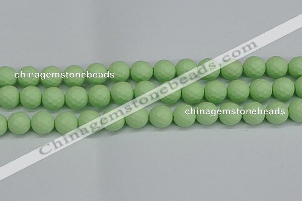 CSB1995 15.5 inches 14mm faceted round matte shell pearl beads