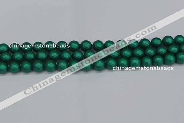 CSB2002 15.5 inches 8mm faceted round matte shell pearl beads