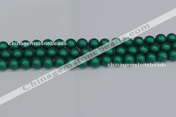 CSB2002 15.5 inches 8mm faceted round matte shell pearl beads