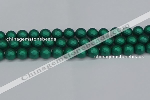 CSB2004 15.5 inches 12mm faceted round matte shell pearl beads