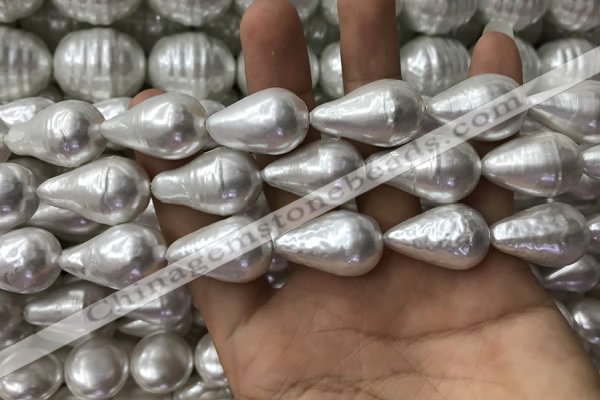 CSB2127 15.5 inches 16*25mm teardrop shell pearl beads wholesale