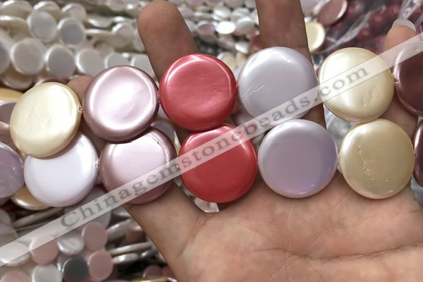 CSB2148 15.5 inches 30mm coin mixed shell pearl beads wholesale