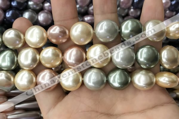 CSB2152 15.5 inches 16mm flat round mixed shell pearl beads