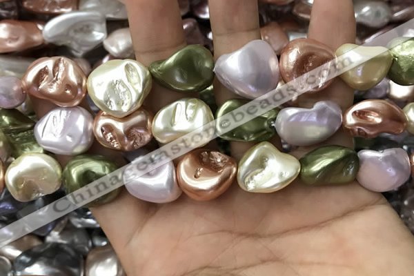 CSB2177 15.5 inches 16*16mm - 20*22mm baroque mixed shell pearl beads