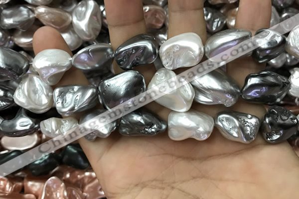 CSB2179 15.5 inches 16*16mm - 20*22mm baroque mixed shell pearl beads