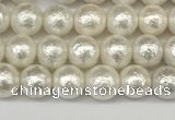 CSB2200 15.5 inches 4mm round wrinkled shell pearl beads wholesale