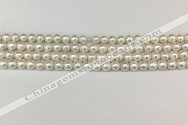 CSB2200 15.5 inches 4mm round wrinkled shell pearl beads wholesale