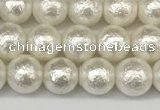 CSB2201 15.5 inches 6mm round wrinkled shell pearl beads wholesale