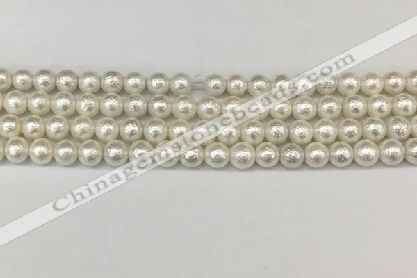 CSB2201 15.5 inches 6mm round wrinkled shell pearl beads wholesale